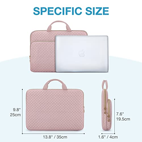 Laptop Sleeve, BAGSMART Laptop Carrying Case Compatible with 13-13.3 inch Notebook,Compatible with MacBook Pro 14 Inch,MacBook Air,Laptop Protective Bag with Pocket,Handles,Pink