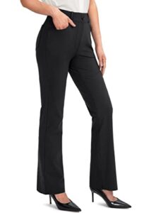 rammus 28"/30"/32"/34" women's yoga dress pants stretch work business casual slacks for women bootcut office trousers with 4 pockets black