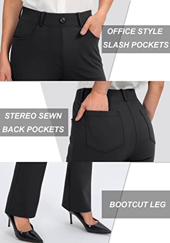 Rammus 28"/30"/32"/34" Women's Yoga Dress Pants Stretch Work Business Casual Slacks for Women Bootcut Office Trousers with 4 Pockets Black