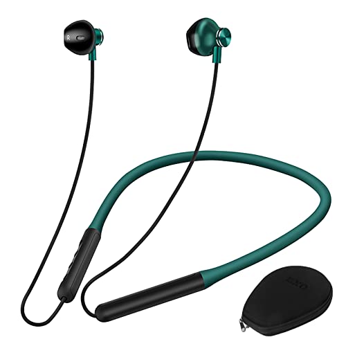 ZXQ Q2 Wireless Neckband Bluetooth Headphones, Neckband Earbuds with Magnetic, Wireless Sport Earphones with Microphone,Upgrade 15Hours Playtime,USB Type C Charge,with Carry Case Ear Hook (Green)