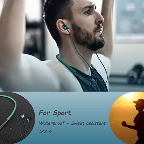 ZXQ Q2 Wireless Neckband Bluetooth Headphones, Neckband Earbuds with Magnetic, Wireless Sport Earphones with Microphone,Upgrade 15Hours Playtime,USB Type C Charge,with Carry Case Ear Hook (Green)