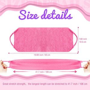 Back Scrubber for Shower Exfoliating Washcloth Back Cloth Body Extended Length Scrubber Towel Nylon Exfoliating Stretchable Pull Strap Wash Cloth for Bath Body Scrub Washcloth 2 Pack (Pink,Purple)