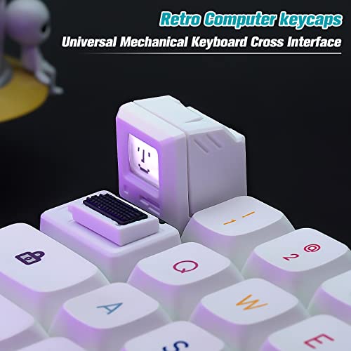 HELOIA Custom Keycaps for Esc Key and Tab Key - Magnetic Light Transmission Keycaps - Classic Retro Mechanical Backlit Keyboard Esc Tab Keycap for GK61 GK64 SK87 GH60 PC Gamer ect Most Keyboard(White)