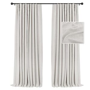 inovaday 100% blackout curtains for bedroom 84 inches long, clip rings/rod pocket linen black out cute curtains 2 panels set thermal insulated curtains & drapes for living room - beige w50 x l84