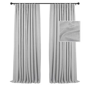 inovaday blackout curtains 84 inch long 2 panels burg linen textured thermal insulated window treatment panels drapes for bedroom living room - grey, w50 x l84