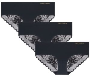 vince camuto women's underwear ? seamless lace hipster briefs (3 pack), size medium, black/black/black