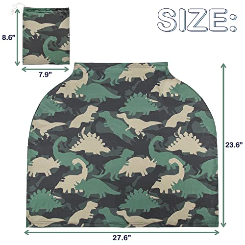 Busy Monkey Breastfeeding Nursing Cover Camouflage - Multi Use Car Seat Canopy Shopping Cart High Chair Stroller and Carseat Covers for Boys Girls Infinity Stretchy Shawl Baby Shower Dino Camo
