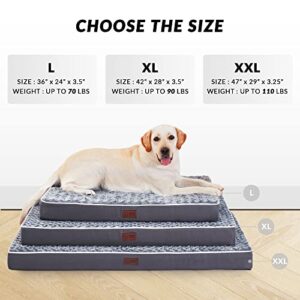 Orthopedic Memory Foam Dog Bed for Large Dogs, Waterproof Dog Crate Bed, Washable Pet Mat with Removable Cover and Nonskid Bottom