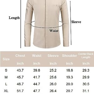 COOFANDY Long Sleeve Band Collar Linen Button Up Shirts for Men Casual Button Down Shirts Light Green