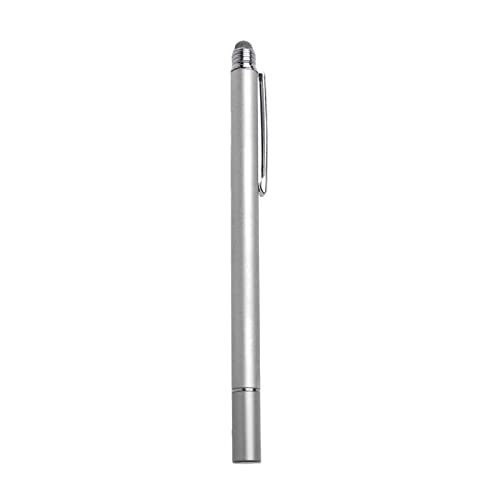 BoxWave Stylus Pen Compatible with Jio Phone Next - DualTip Capacitive Stylus, Fiber Tip Disc Tip Capacitive Stylus Pen for Jio Phone Next - Metallic Silver