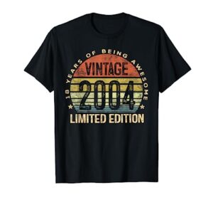 18 year old gifts vintage 2004 limited edition 18th birthday t-shirt
