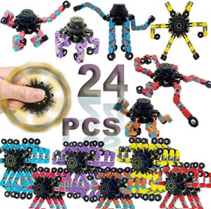 24pcs fingertip gyro fingertip mechanical top diy deformation robot metal transformable gyro spinners finger chain robot toy changeable face fidget spinners octopus add adhd astium for kids adults