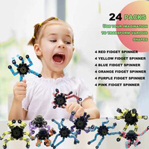 24PCS Fingertip Gyro Fingertip Mechanical Top DIY Deformation Robot Metal Transformable Gyro Spinners Finger Chain Robot Toy Changeable Face Fidget Spinners Octopus ADD ADHD Astium for Kids Adults