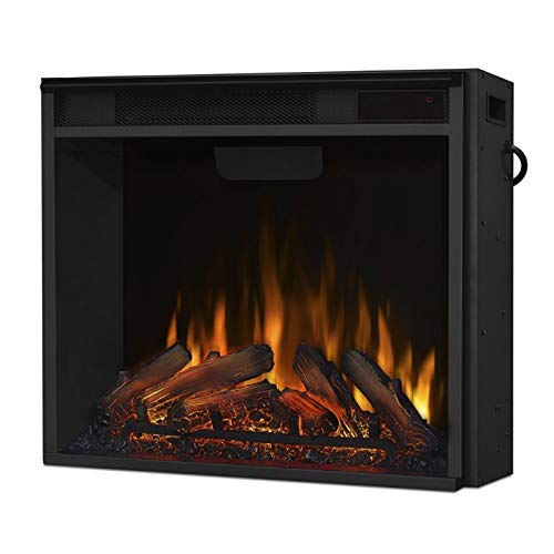 BOWERY HILL Contemporary Corner Electric Fireplace Mantel Heater with Remote Control, Adjustable Led Flame 1500W in Dark Walnut