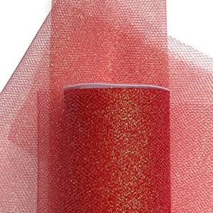 Celebrate Red Glitter Tulle Spool, 6 Inch by 12 Yards Roll for Parties, Weddings, Crafts, Clothing, Decor