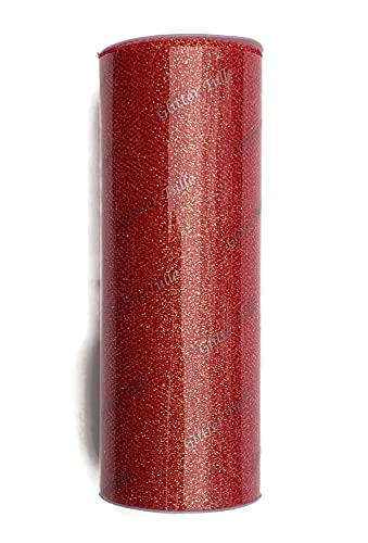 Celebrate Red Glitter Tulle Spool, 6 Inch by 12 Yards Roll for Parties, Weddings, Crafts, Clothing, Decor