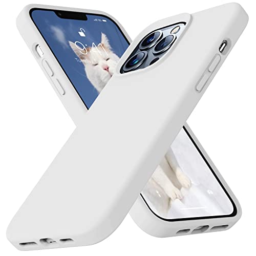 Ktele Compatible with iPhone 13 Pro Max Case 6.7 inch Premium Liquid Silicone with [Soft Anti-Scratch Microfiber Lining] Gel Rubber Full-Body Bumper Protection Case for iPhone 13 Pro Max - White