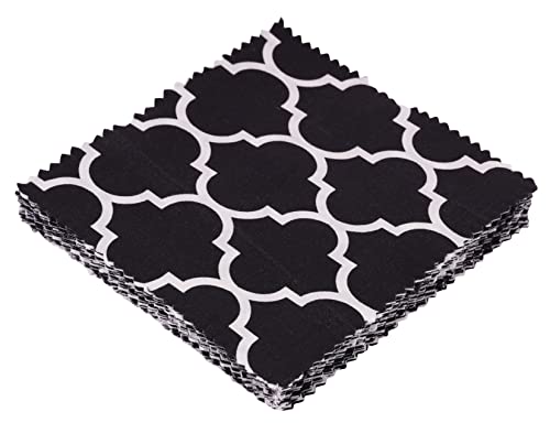 Soimoi Geometrical Stencils Print Precut 5-inch Cotton Fabric Quilting Squares Charm Pack DIY Patchwork Sewing Craft- White & Black