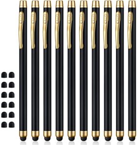 stylus pens for touch screens (10 pcs), chaoq capacitive stylus with 12 replaceable tips - black