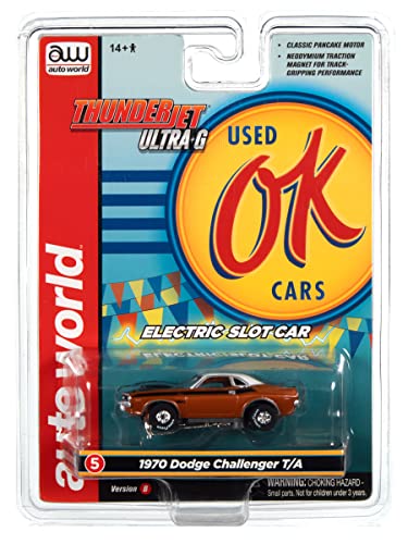 Auto World Thunderjet OK Used Cars 1970 Dodge Challenger T/A (Burnt Orange) HO Scale Slot Car