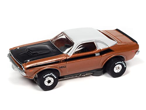 Auto World Thunderjet OK Used Cars 1970 Dodge Challenger T/A (Burnt Orange) HO Scale Slot Car