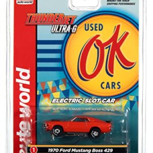 Auto World Thunderjet OK Used Cars 1970 Ford Mustang Boss 429 (Orange) HO Scale Slot Car