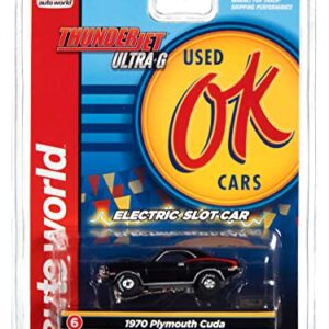 Auto World Thunderjet OK Used Cars 1970 Plymouth Cuda (Black) HO Scale Slot Car