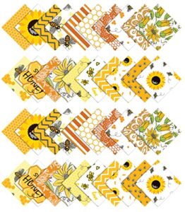 soimoi precut 10-inch honey bee prints cotton fabric bundle quilting squares charm pack diy patchwork sewing craft- white & yellow