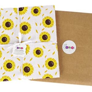 Soimoi Precut 10-inch Honey Bee Prints Cotton Fabric Bundle Quilting Squares Charm Pack DIY Patchwork Sewing Craft- White & Yellow