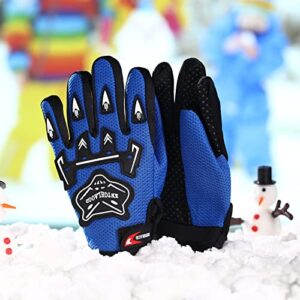 Frienda Kids Motorcycle Gloves Power Sports Racing Gloves Riding Dirty Bike Gloves Winter Bike Cycling Gloves for Riding Cycling Hiking Children Outdoor Sports (Royal Blue)