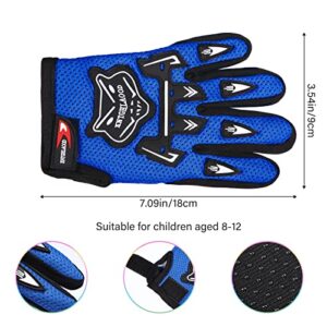 Frienda Kids Motorcycle Gloves Power Sports Racing Gloves Riding Dirty Bike Gloves Winter Bike Cycling Gloves for Riding Cycling Hiking Children Outdoor Sports (Royal Blue)