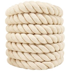 twisted cotton rope (1 in x 10 ft) natural thick white rope for nautical, landscaping, railings, hammock,home decorating