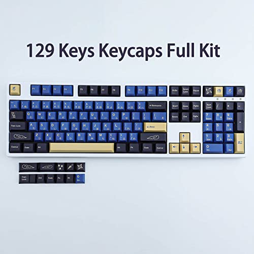 Hyekit PBT Keycaps 119 Keys Blue Samurai Keycaps Dye-Sublimation Ninja PBT Keycap Set Cherry Profile Custom Keycaps for Cherry Gateron MX Switches Mechanical Keyboards US Layout