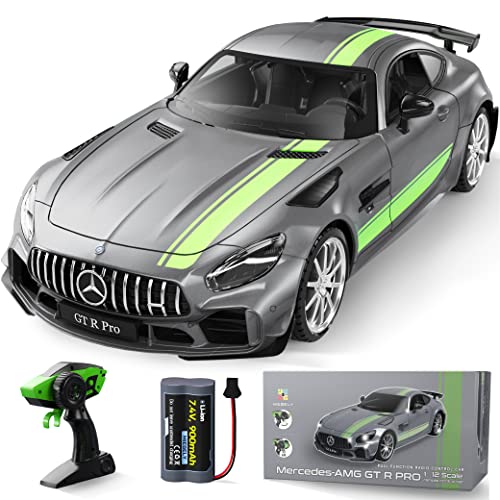 MIEBELY Remote Control Car, Mercedes Benz 1/12 Scale Official Authorized GT R Pro Rc Cars 7.4V 900mAh Rechargeable Battery 2.4Ghz Rc Drift Cars W/LED Toy Car Birthday Gift for Boys Kids Adults Age 6+