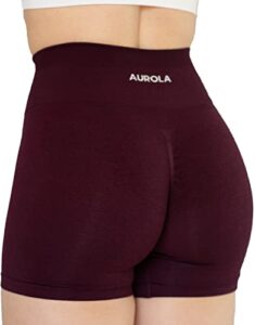 aurola intensify workout shorts for women seamless scrunch short gym yoga running sport active exercise fitness shorts black cherry