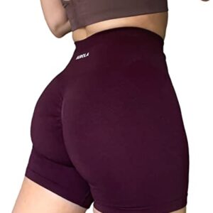 AUROLA Intensify Workout Shorts for Women Seamless Scrunch Short Gym Yoga Running Sport Active Exercise Fitness Shorts Black Cherry