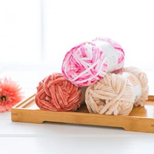 4 Skeins Soft Chenille Yarn Blanket Yarn Velvet Yarn for Knitting Fancy Yarn for Crochet Weaving DIY Craft Total Length 720m/400g (Sunset Gold)