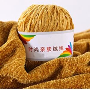 4 Skeins Soft Chenille Yarn Blanket Yarn Velvet Yarn for Knitting Fancy Yarn for Crochet Weaving DIY Craft Total Length 720m/400g (Sunset Gold)