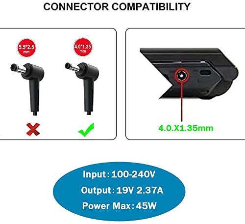 45W Laptop Charger for Asus Vivobook 15 S15 14 17 E203M X553M X540S X540L X541N X556U F512D Notebook Power Cord Supply - 4.0 x 1.35 mm