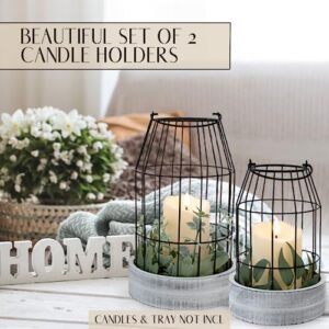 Rustic Farmhouse Lantern Decor - Stylish Decorative Lanterns for Your Living Room, Fireplace Mantle or Kitchen Dining Table - Modern Upscale Beauty for Your Entire Home