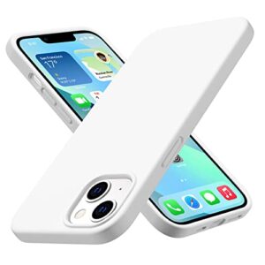 cellever ultra durable silicone case for iphone 13, military grade protection [3 layers & double coated] [slim fit] shockproof cover with soft microfiber interior (6.1 inch, white)