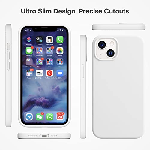 CellEver Ultra Durable Silicone Case for iPhone 13, Military Grade Protection [3 Layers & Double Coated] [Slim Fit] Shockproof Cover with Soft Microfiber Interior (6.1 inch, White)