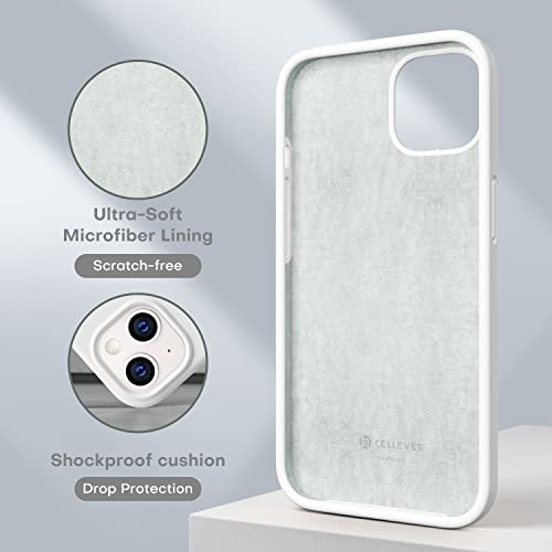 CellEver Ultra Durable Silicone Case for iPhone 13, Military Grade Protection [3 Layers & Double Coated] [Slim Fit] Shockproof Cover with Soft Microfiber Interior (6.1 inch, White)