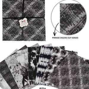 Soimoi Chihuahua & Dot Print Precut 5-inch Cotton Fabric Quilting Squares Charm Pack DIY Patchwork Sewing Craft- Black