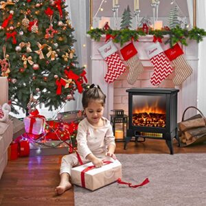 GOFLAME Electric Fireplace Heater Freestanding, 1400W Compact Fireplace Stove w/Realistic Flame Effect & Adjustable Temperature, Portable Indoor Space Heater w/Overheat Protection for Home Office