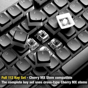 GUNMJO Golf Pudding PBT Doubleshot Keycaps for Gaming Keyboard with Cherry MX Switches, Spherical PBT Keycaps for Backlit Mechanical Keyboard, OEM Profile 111 Keys with 6.25U Space Bar, Black Color