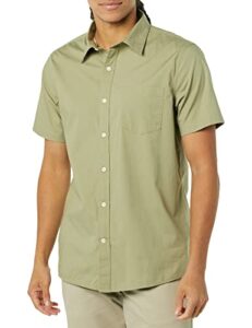 goodthreads men's standard-fit short-sleeve stretch poplin shirt, light olive, x-large