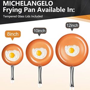 MICHELANGELO Small Frying Pan with Lid, 8 Inch Frying Pan Nonstick, Copper Frying Pan with Ceramic Coating, Small Nonstick Frying Pan, 8 Inch Copper Skillet with Lid, Small Fry Pan, 8 Inch Copper Pan