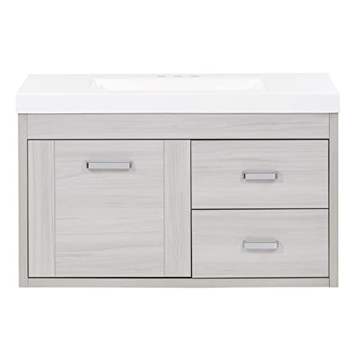 Spring Mill Cabinets Marlowe Bathroom Vanity with Sink, 36.5" W x 18.75" D x 22.5" H, Elm Sky