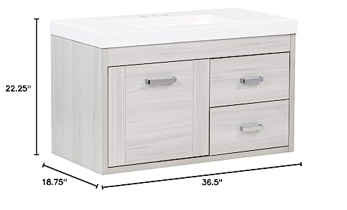 Spring Mill Cabinets Marlowe Bathroom Vanity with Sink, 36.5" W x 18.75" D x 22.5" H, Elm Sky